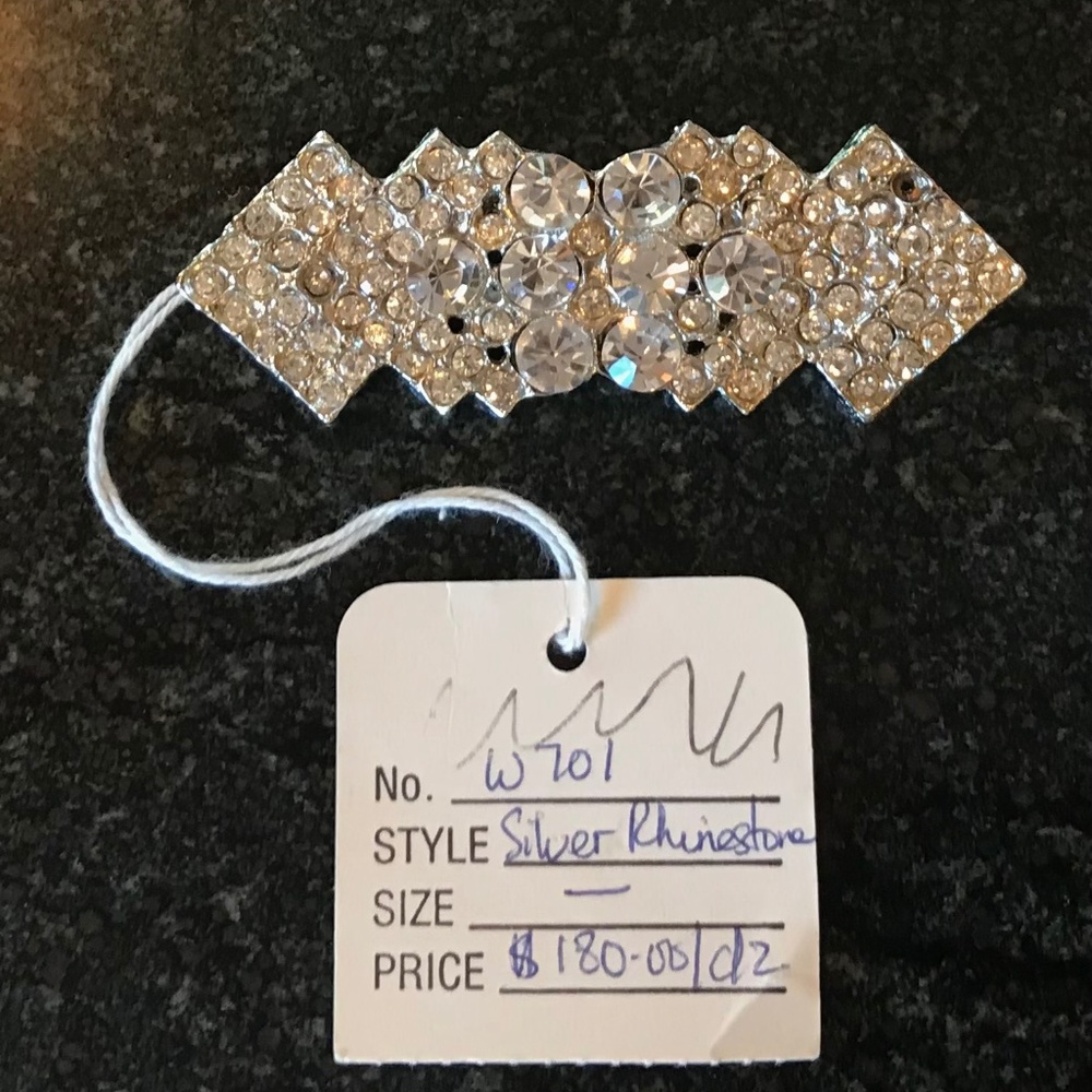 Vintage 1980s Silver Rhinestone Ornament (with original tag!)